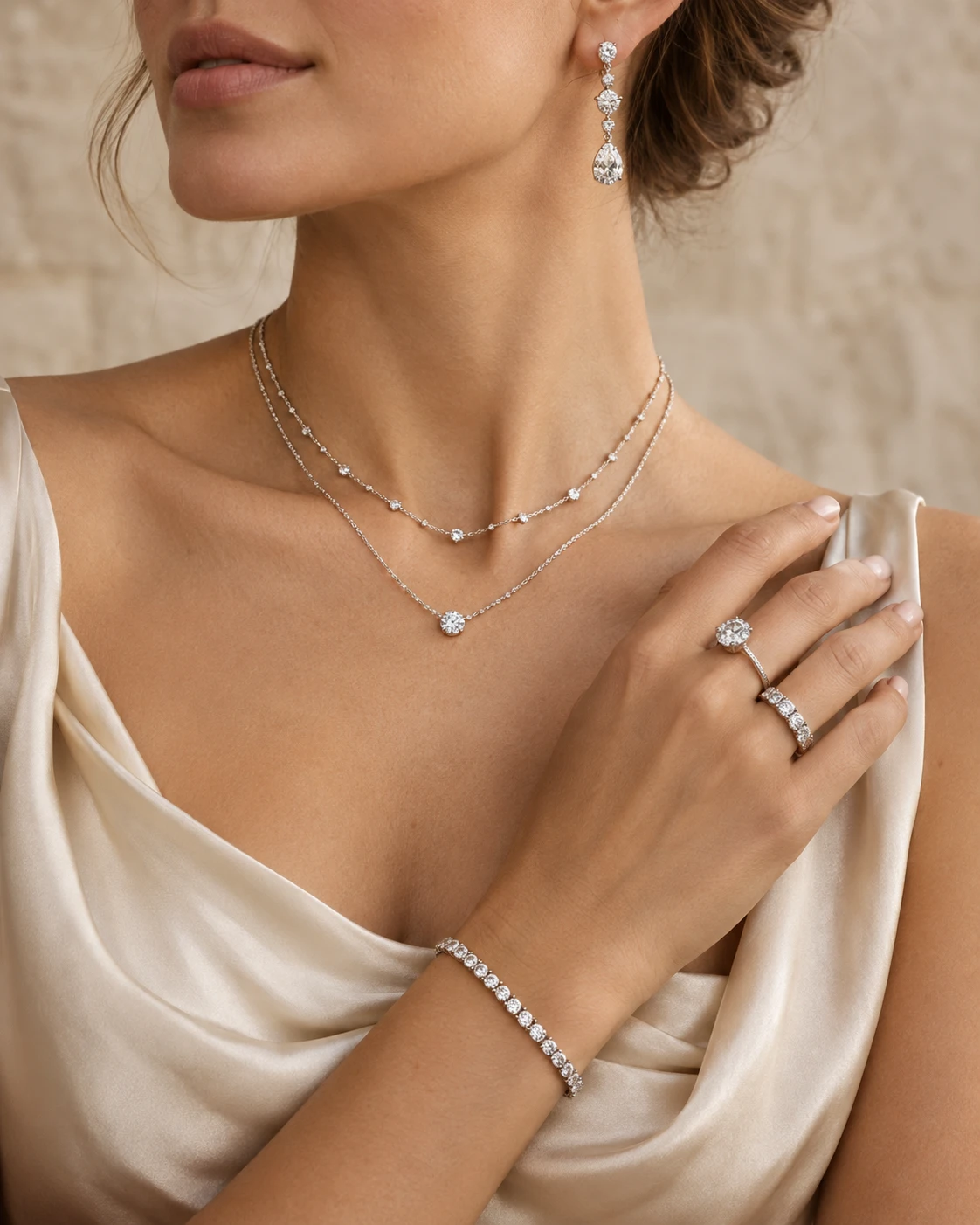 Diamond jewelry styled together